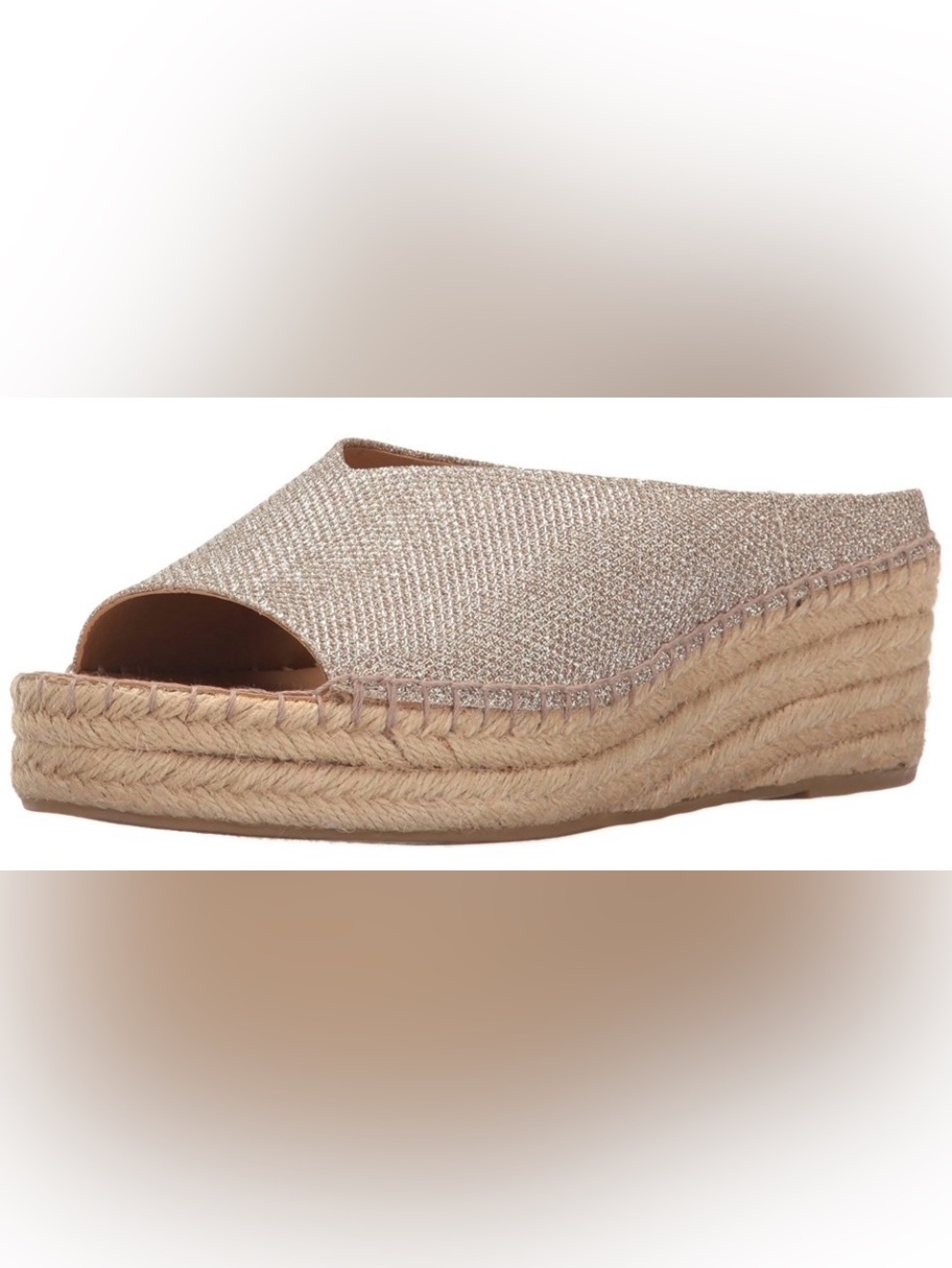 Franco Sorto Pine Espadrille Platform Slide 8.5 Gold Sparkle Casual Glam